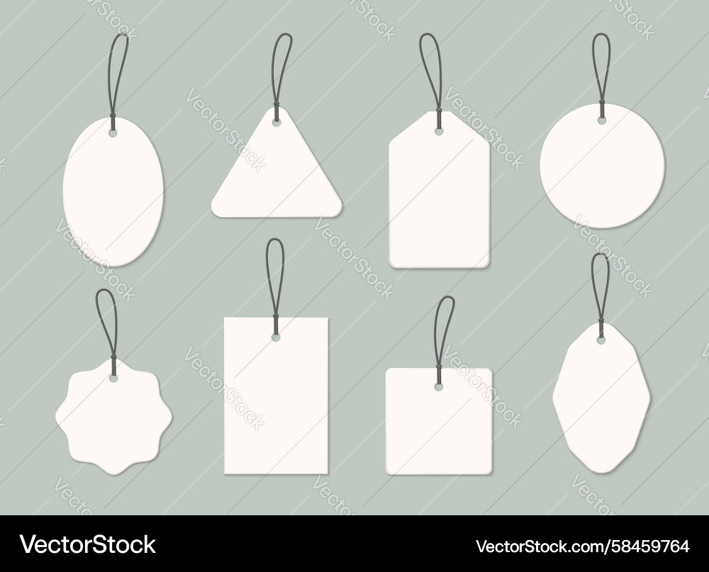 White Price Tags with String Loops Vector Image