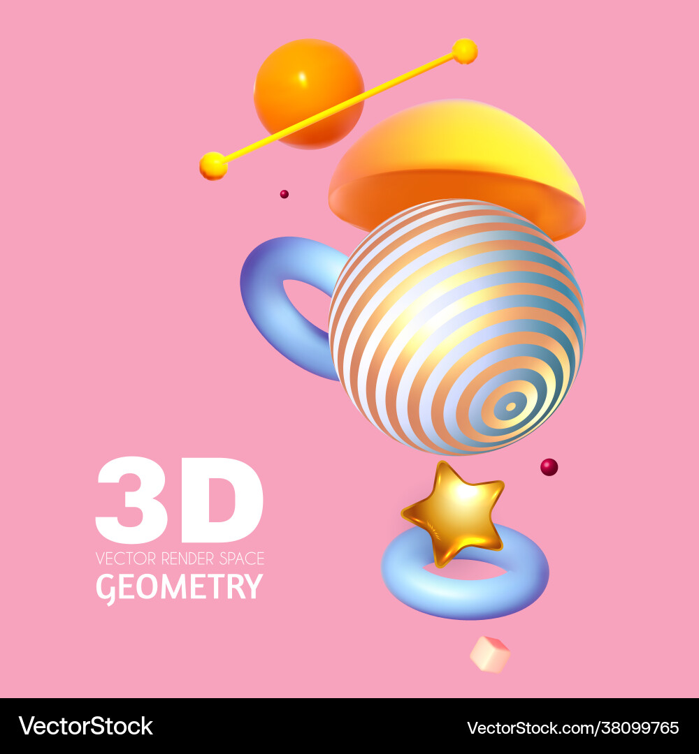 Abstract 3d geometric render background realistic vector image