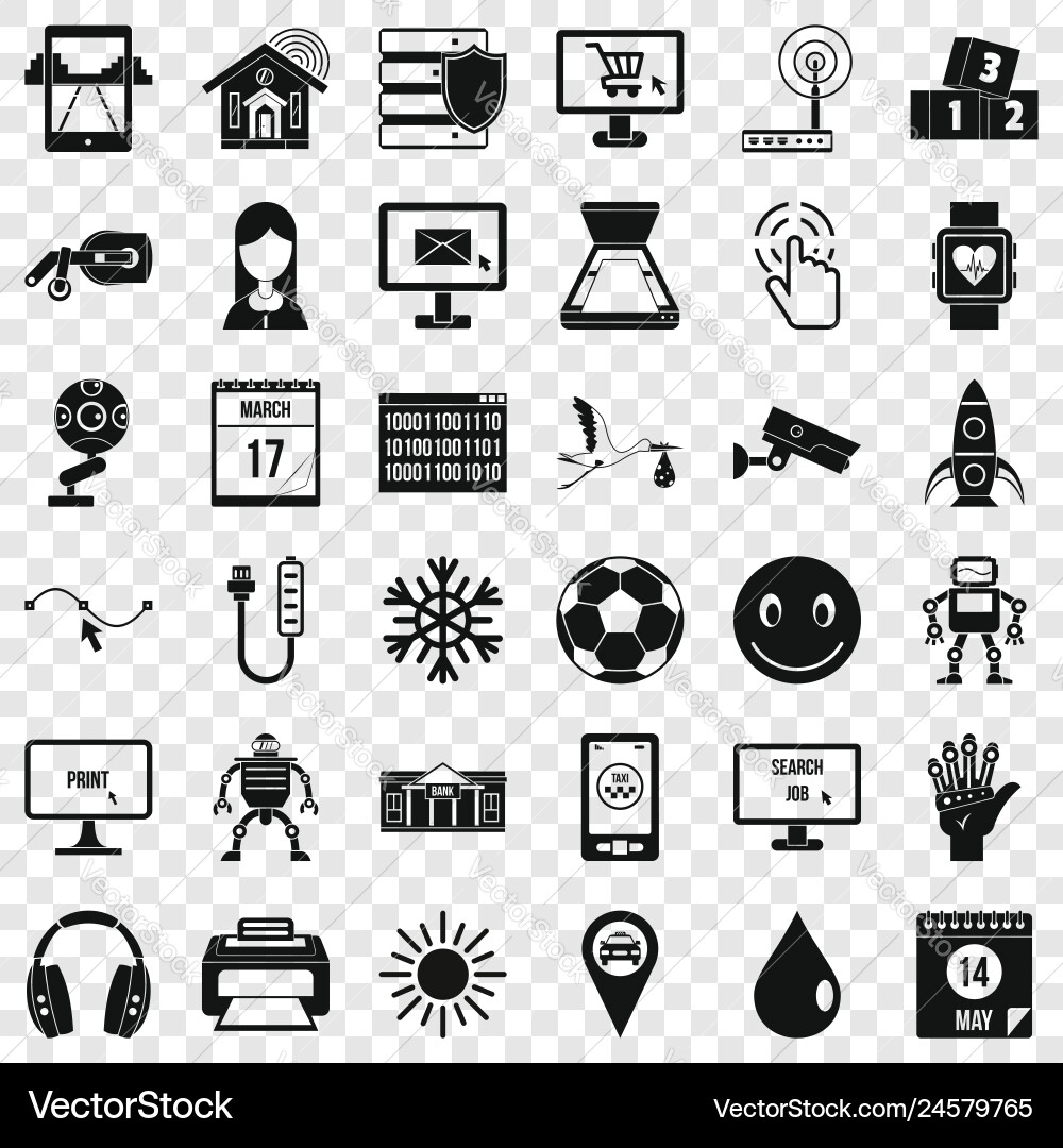Application icons set simple style Application icons set simple style vector image