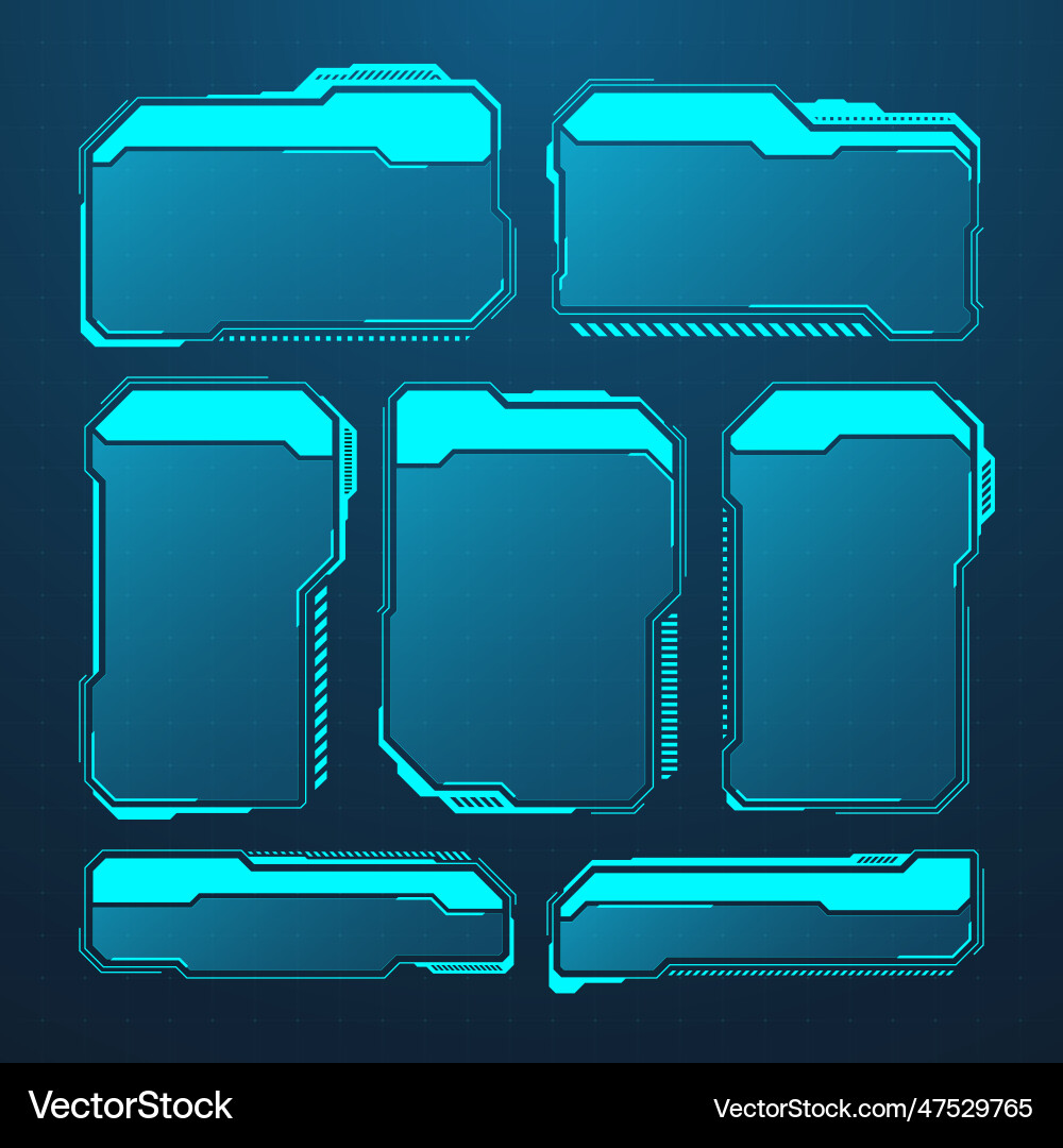 Blue futuristic hud or ui elements sci-fi user Blue futuristic hud or ui elements sci-fi user vector image