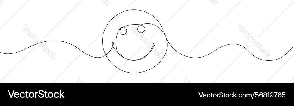 Cheerful smiling emoji in continuous line style vector image