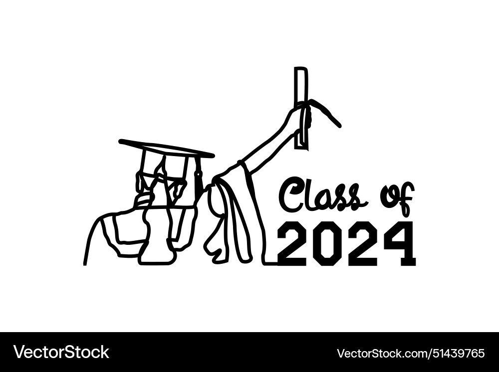 Lettering text class of 2024 with line art Vector Image
