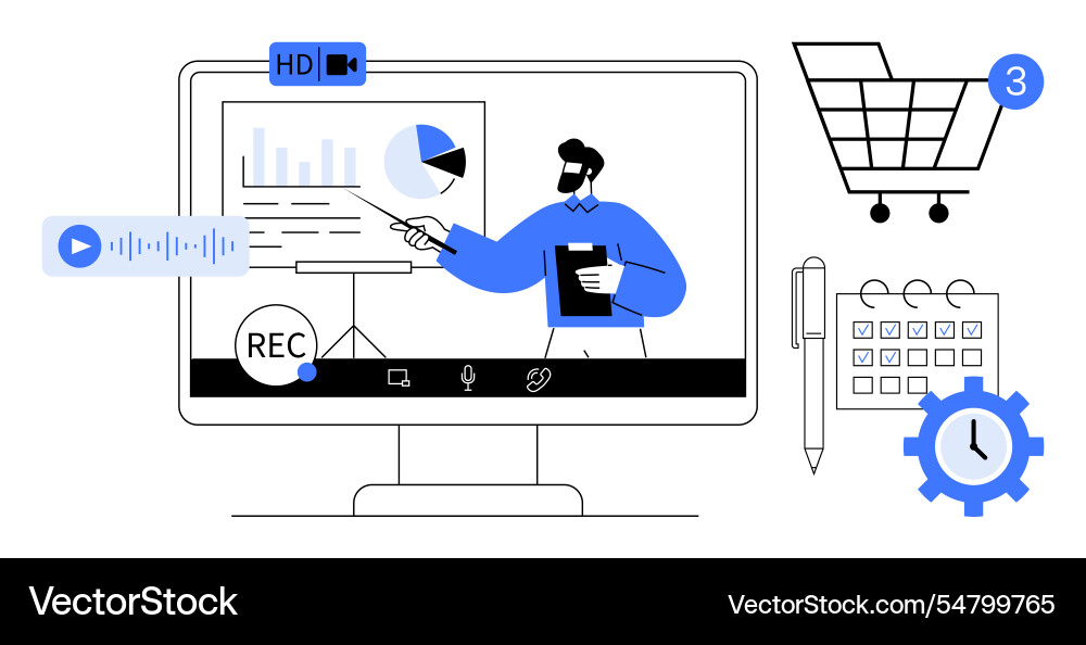 Online business presentation with data charts Online business presentation with data charts vector image