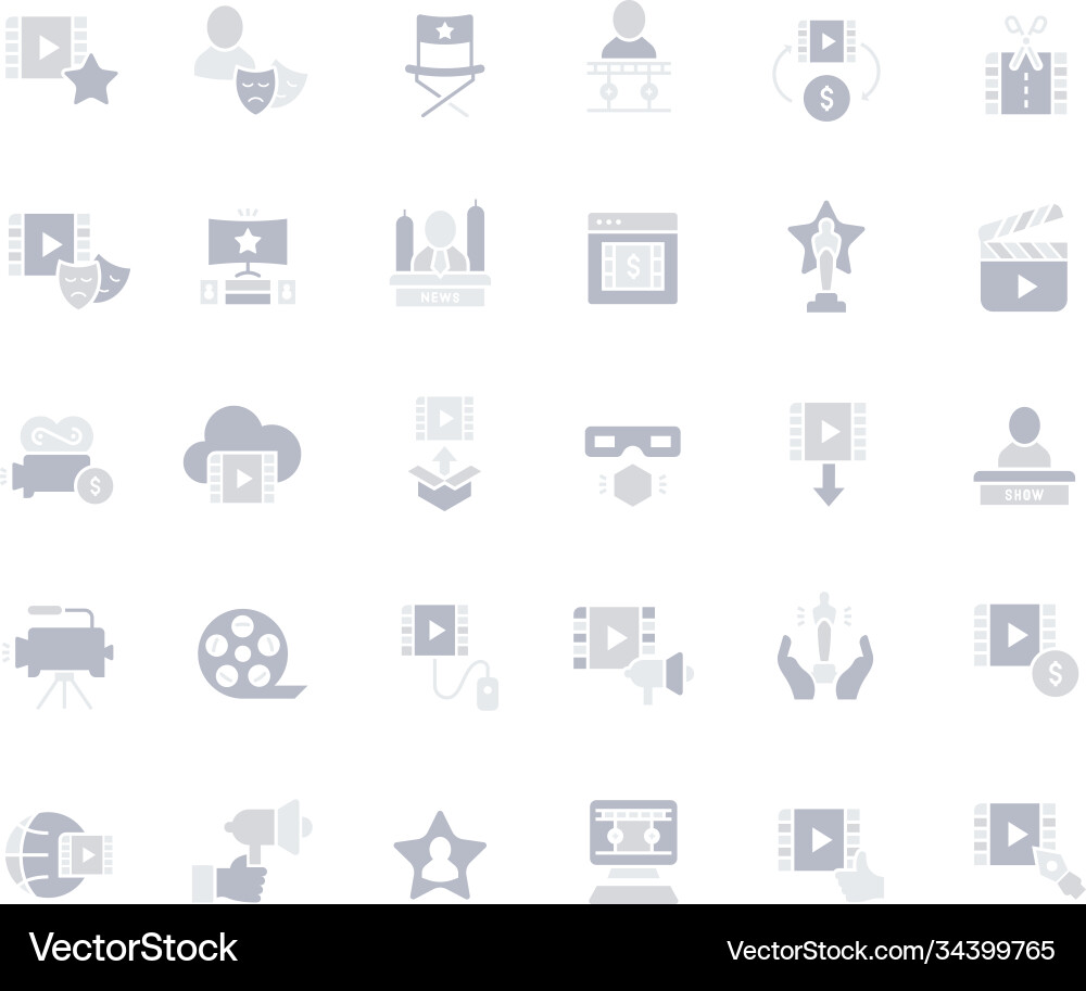 Set simple icons cinema business vector image