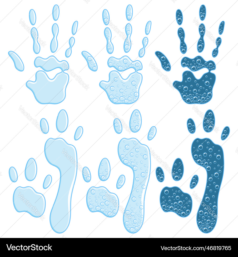 Set with alien footprint handprint vector image