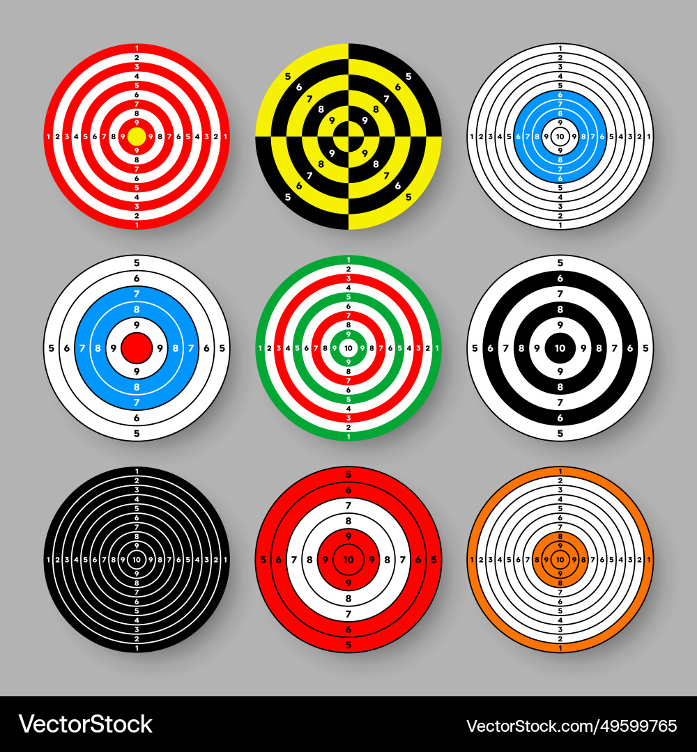 Shooting range paper targets round target Shooting range paper targets round target vector image