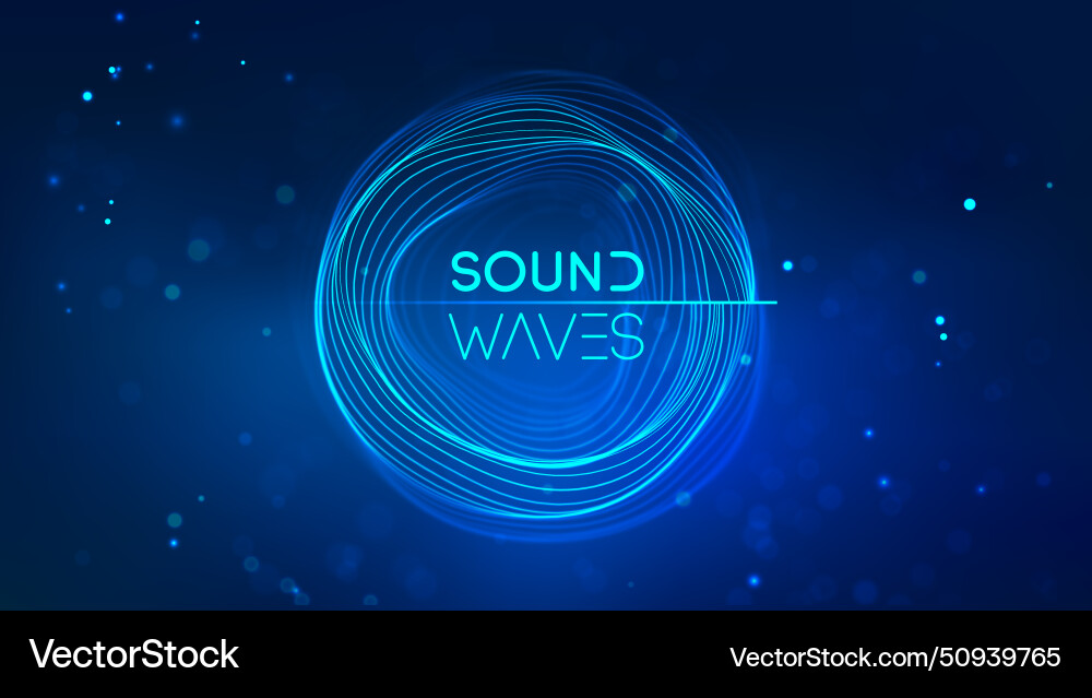 Sound wave circle visualization on blue background vector image