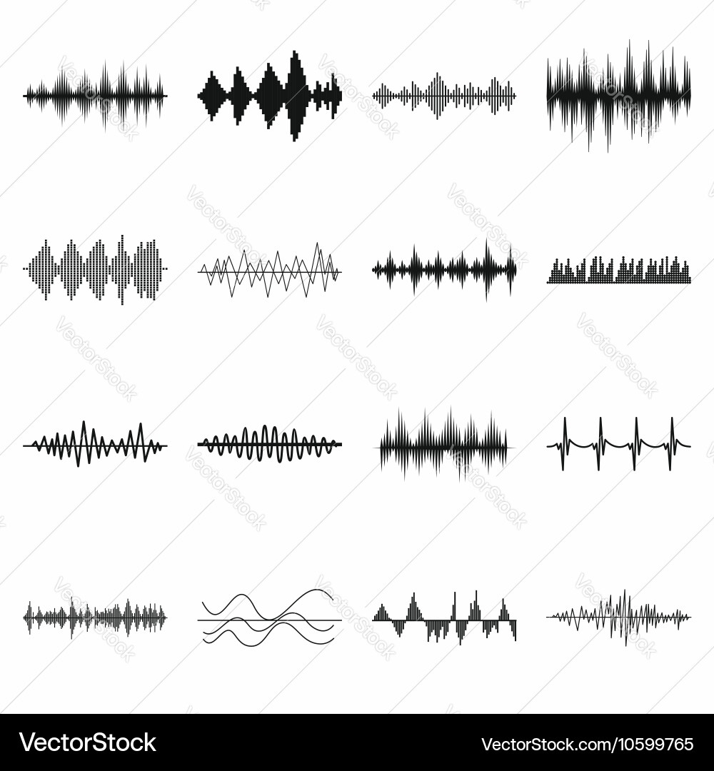 Sound Wave Icons - Minimal Style vector image
