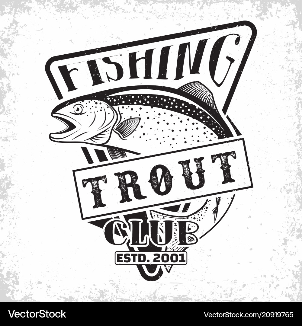Vintage Trout Fishing Club Logo Vector Image