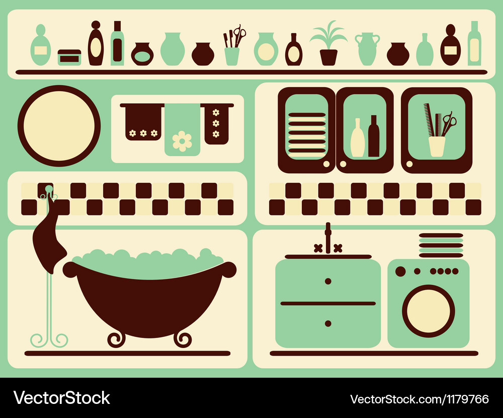 Bath room and bathing objects set Vector Image