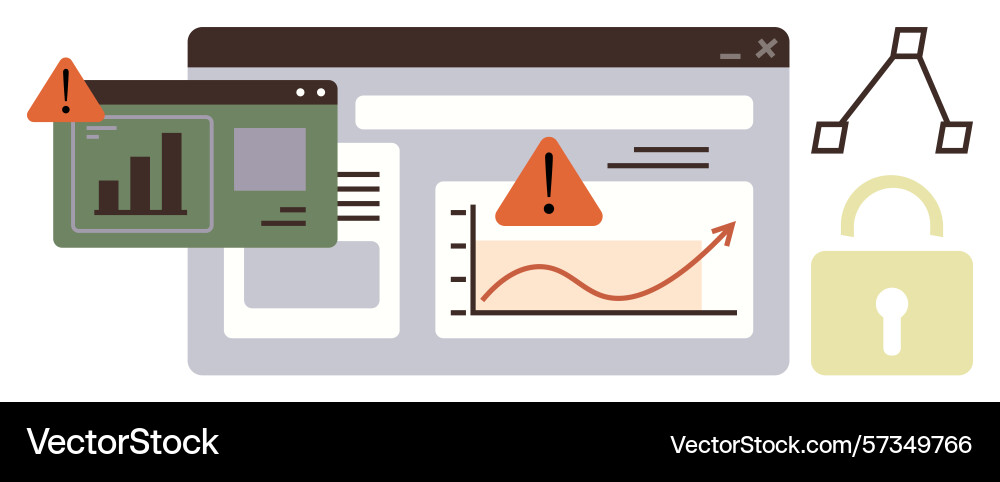 Data security warning with analytics and privacy Data security warning with analytics and privacy vector image