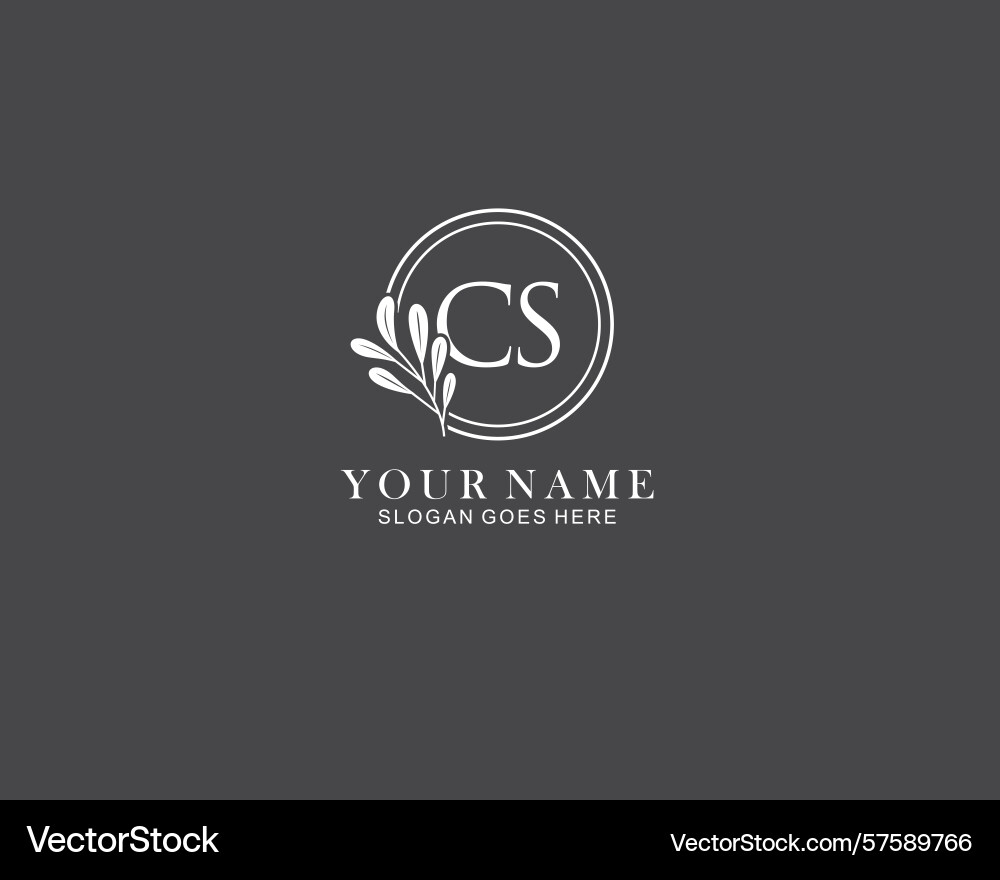 Minimalist cs monogram logos with botanical Vector Image