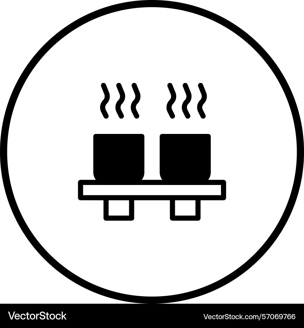 Minimalist of two steaming cups on a shelf within Vector Image