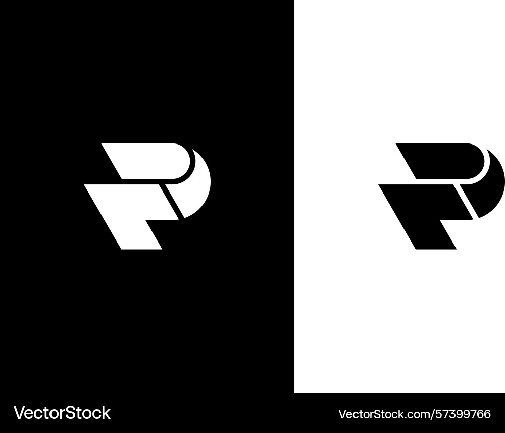 Monogram letter fp or pf with arrow Vector Image