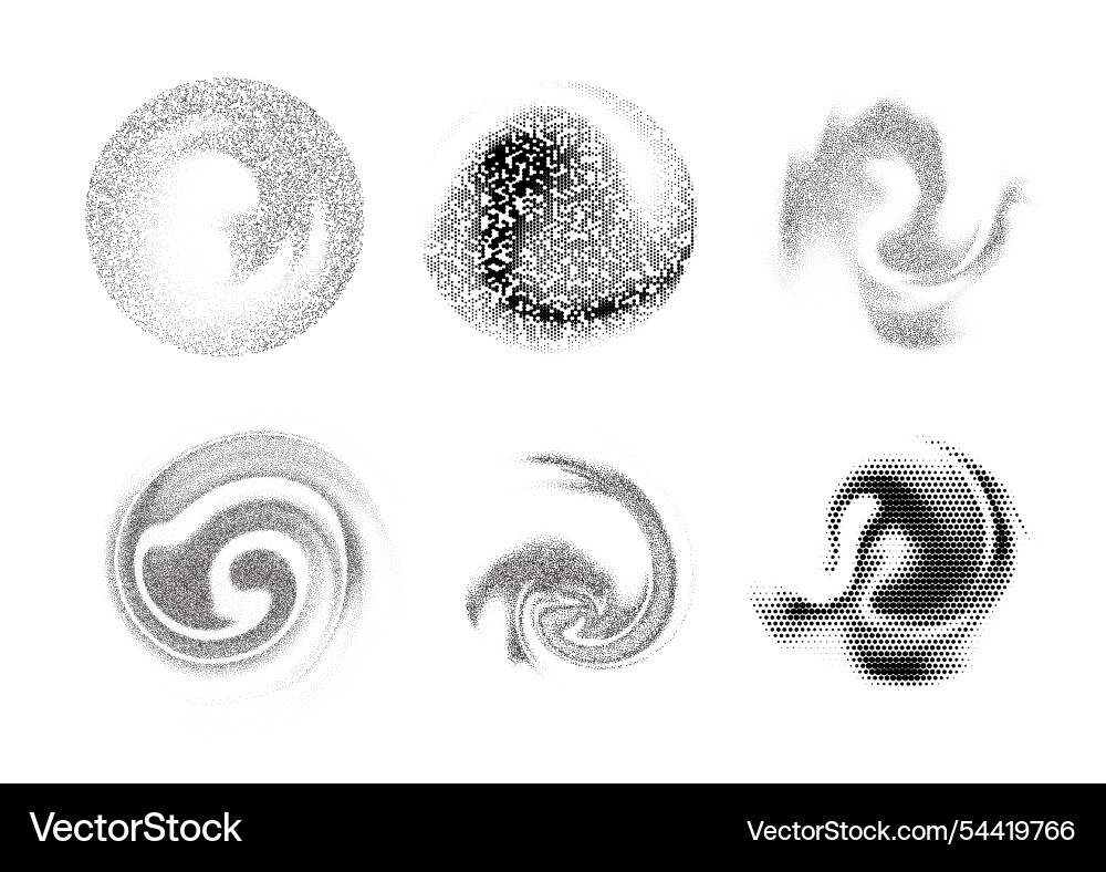 Set of abstract elements with grainy gradient vector image