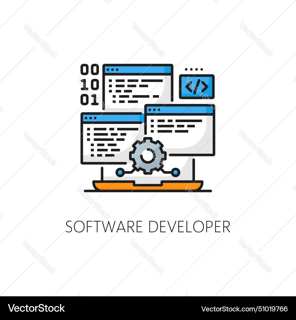 Software developer web development line icon vector image