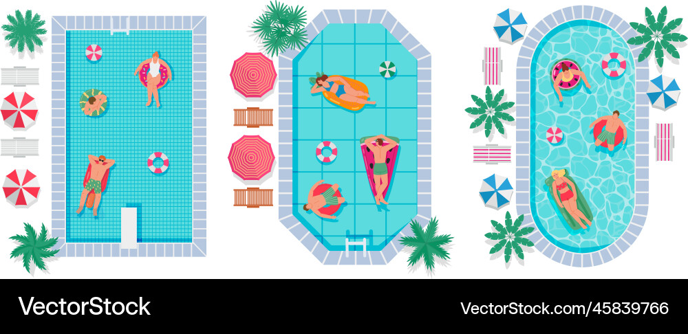 Summer swimming pools people relax in hotel Summer swimming pools people relax in hotel vector image