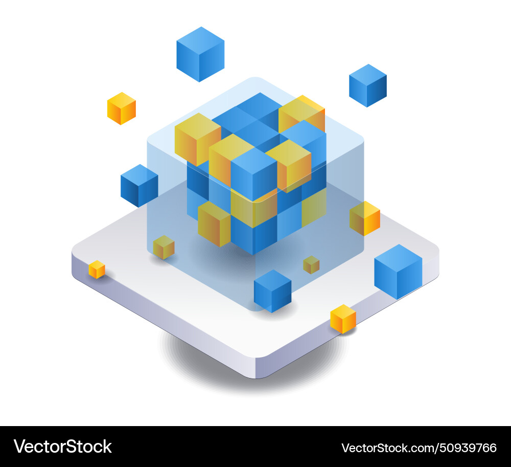 Technology blockchain network box Technology blockchain network box vector image