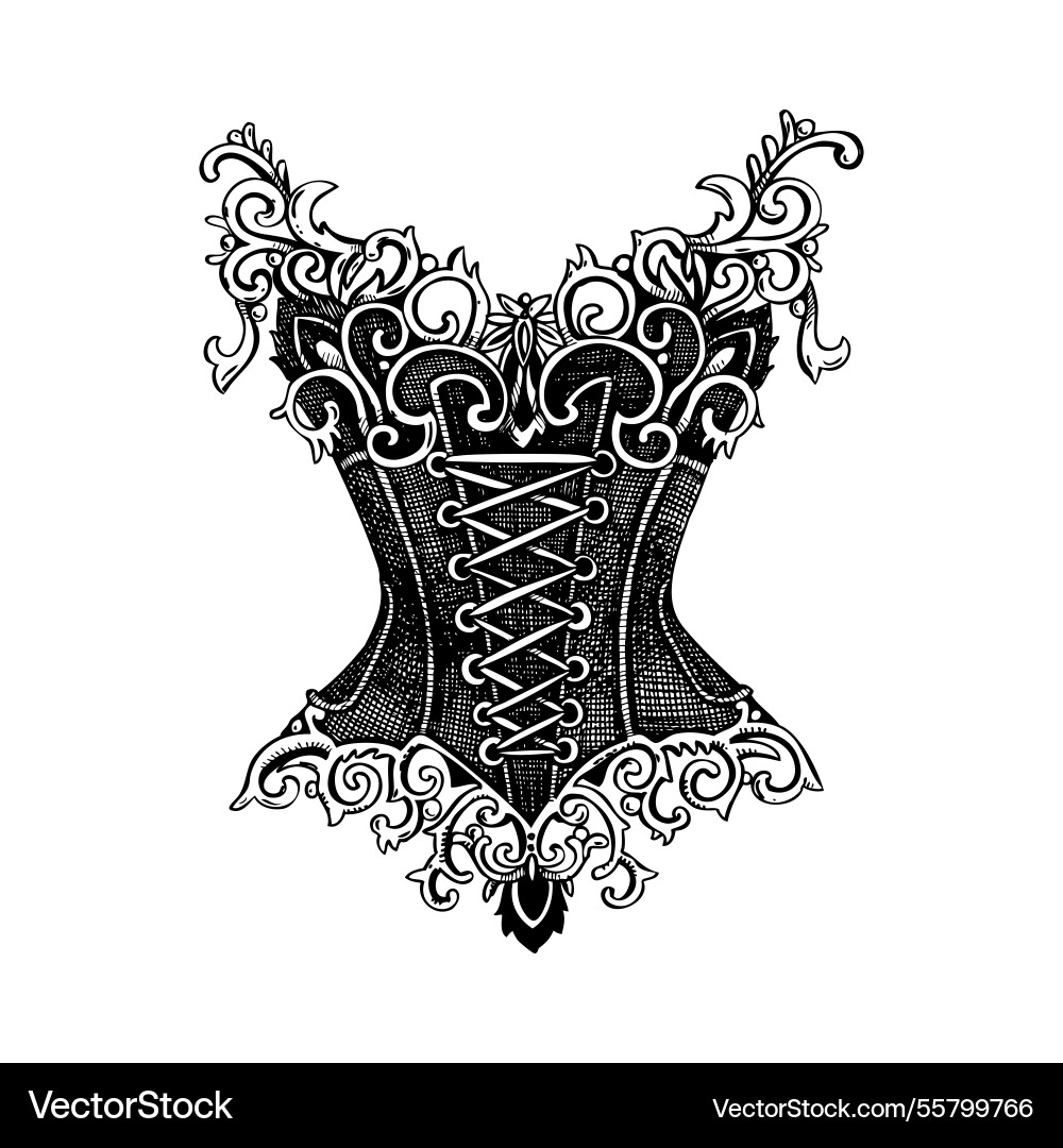 Vintage Korsett Top Skizze romantische Gothic Mode Vintage Korsett Top Skizze romantische Gothic Mode vektorbild