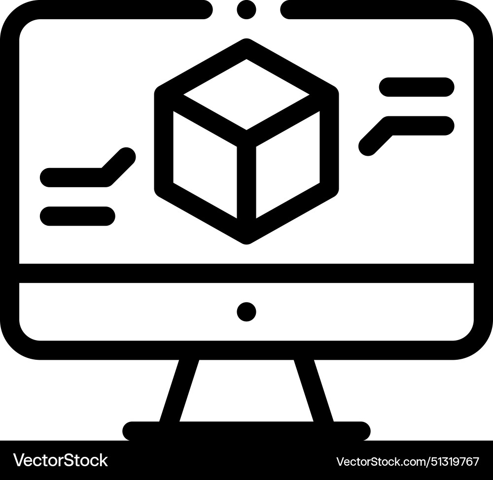 3d cube icon thin linear style design isolated 3d cube icon thin linear style design isolated vector image
