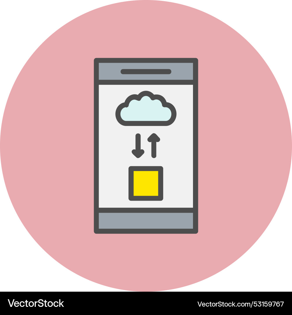 Cloud computing line filled circle icon vector image