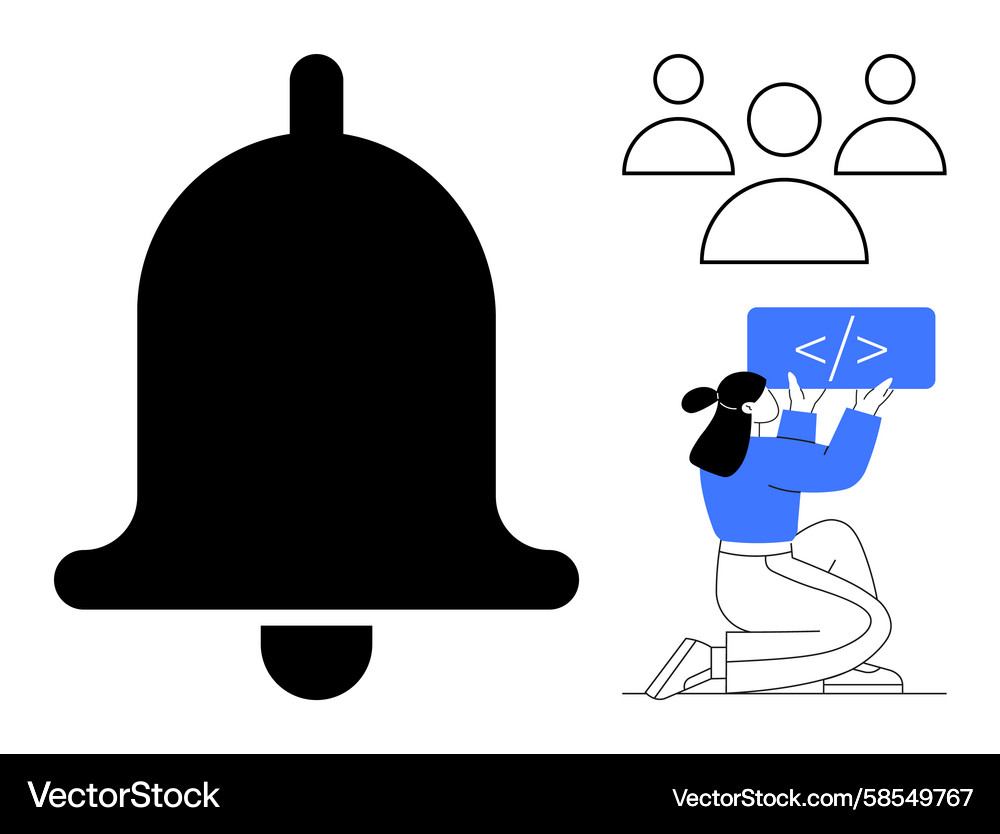 Coding Notification Bell with HTML Vector Image