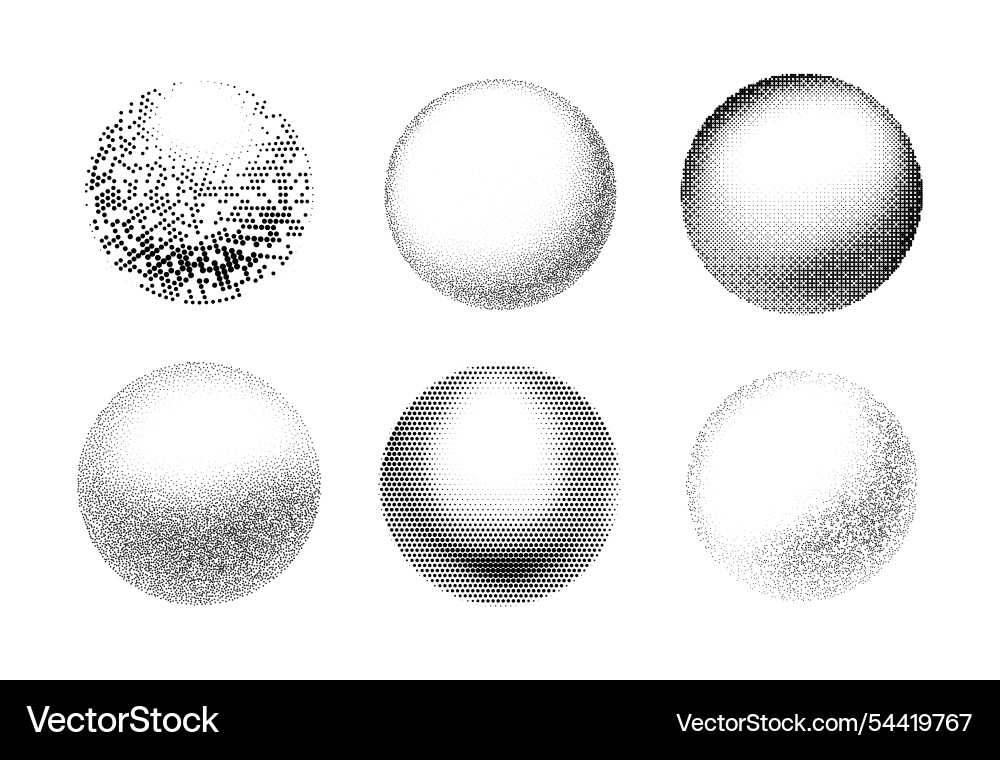 Grainy gradient pattern from dots circle shape vector image