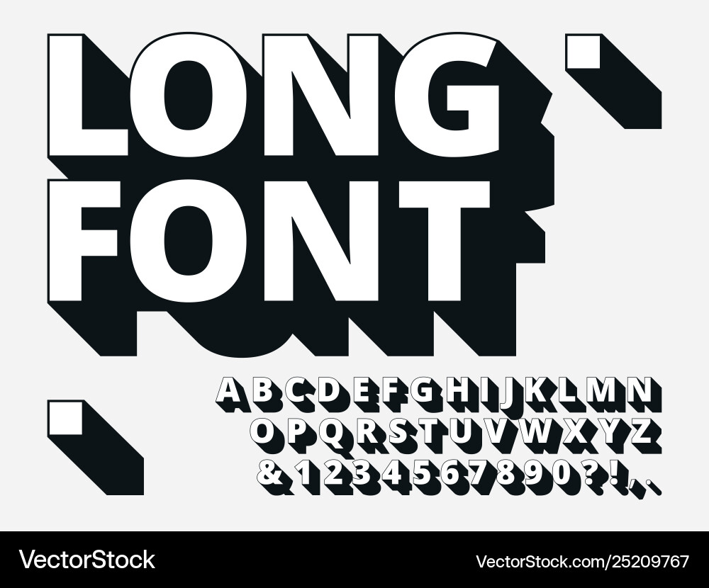Retro Bold 3D Alphabet Font Vector Image