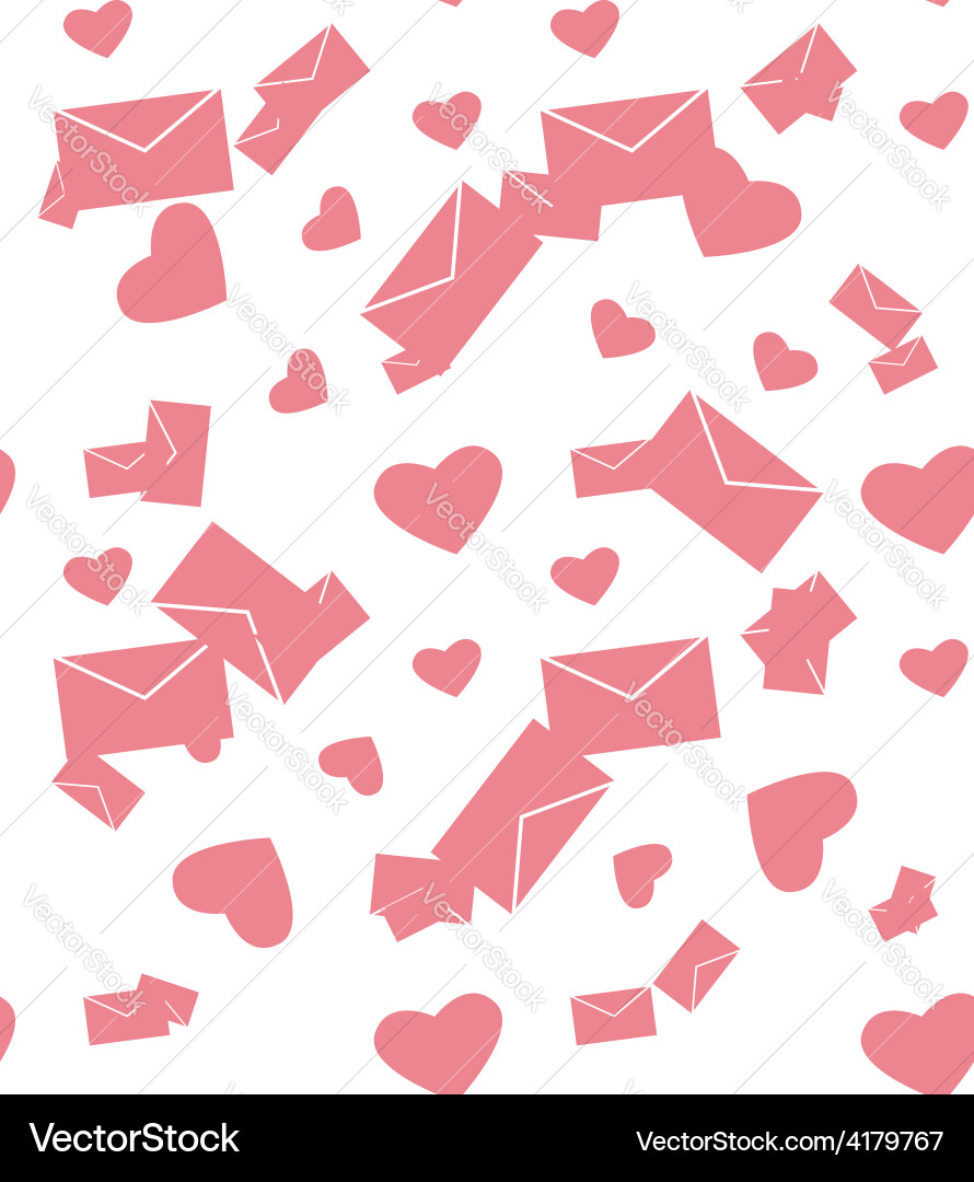 Seamless pattern with envelope and hearts vector image