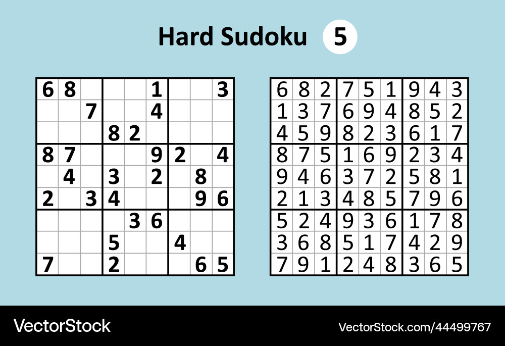 Sudoku game with answers hard complexity simple vector image