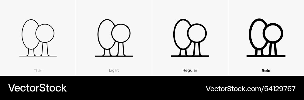 Tree icon thin light regular and bold style Tree icon thin light regular and bold style vector image