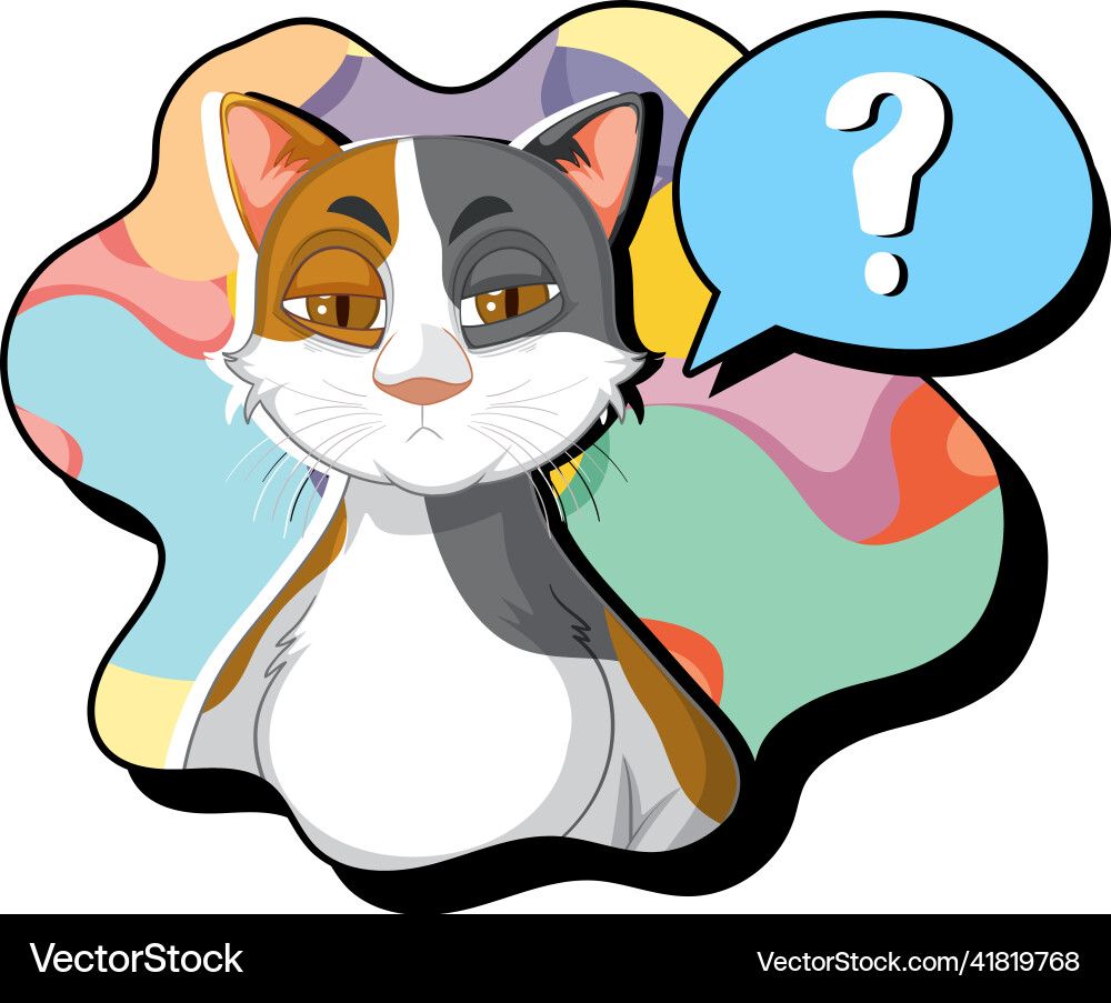 A cat thinking with question mark in callouts A cat thinking with question mark in callouts vector image