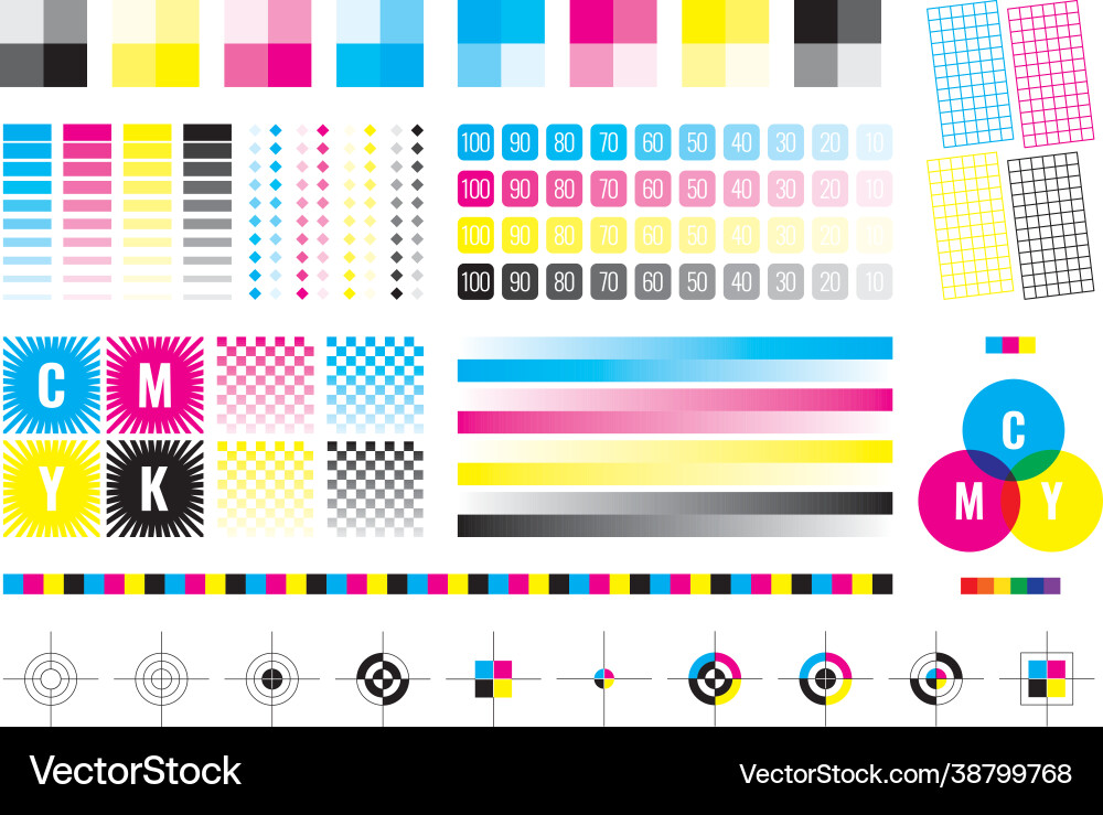 Cmyk marks colorful bars for color divices Cmyk marks colorful bars for color divices vector image