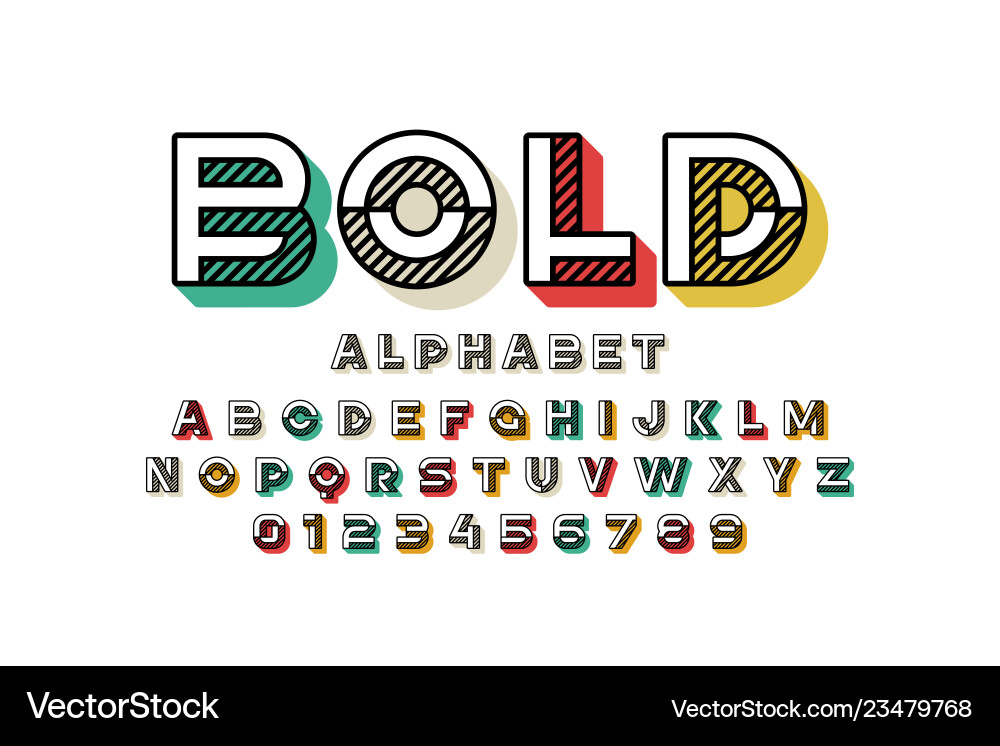 Modern Alphabet & Number Set vector image