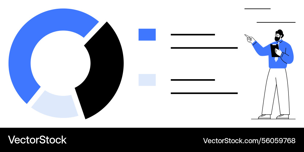 Presenter explaining data insights with chart and Vector Image