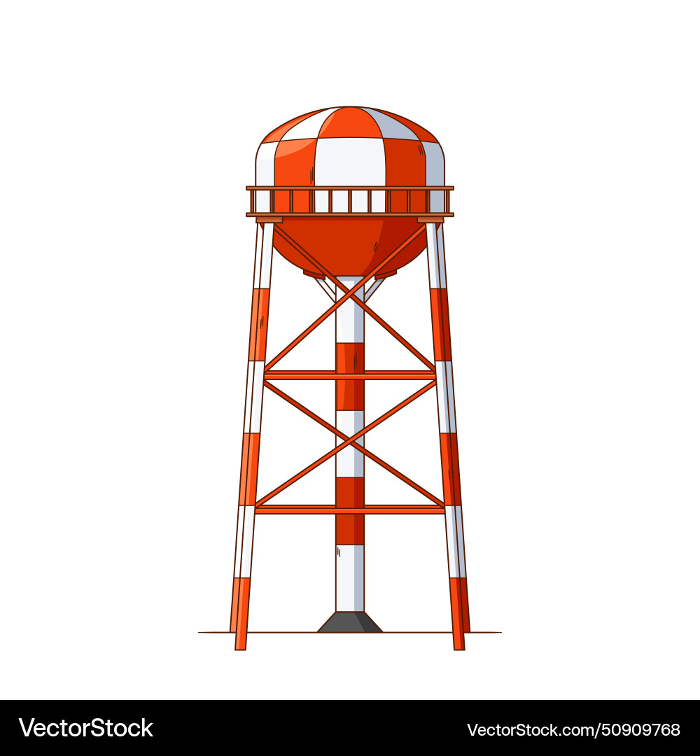 Water tower with spherical metal container tall Vector Image