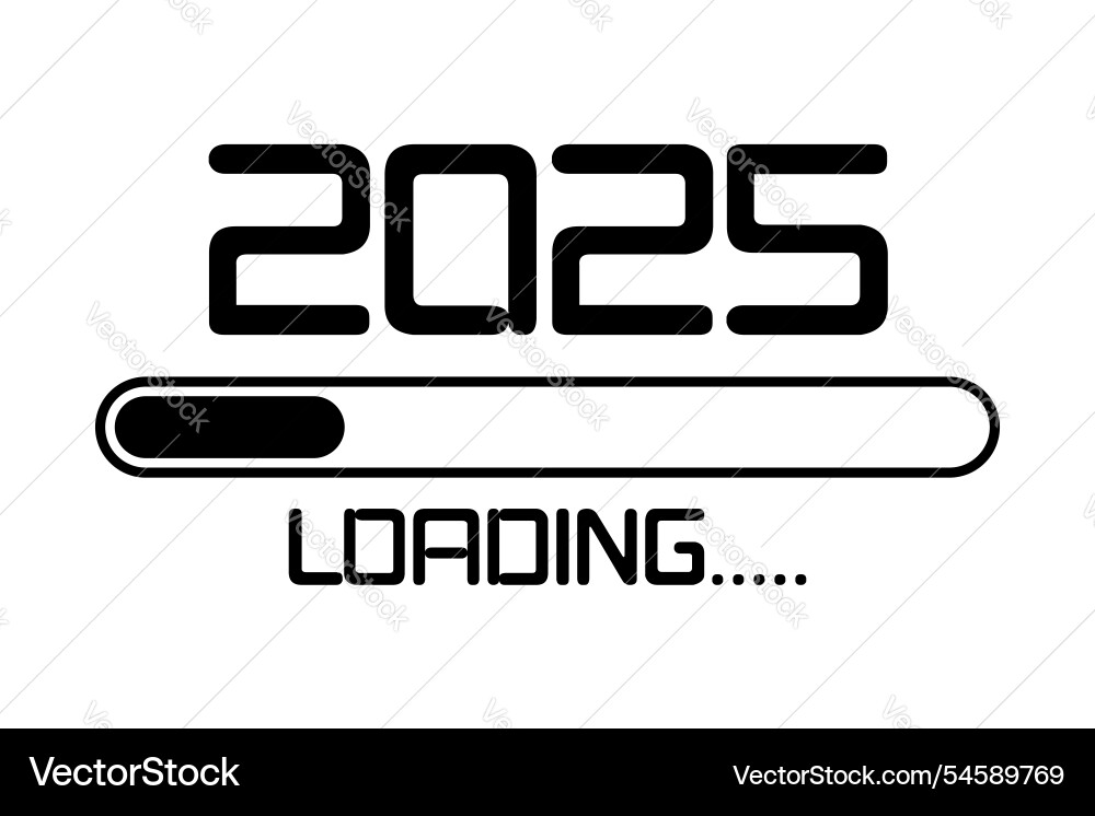 2025 with loading icon flat style progress bar 2025 with loading icon flat style progress bar vector image