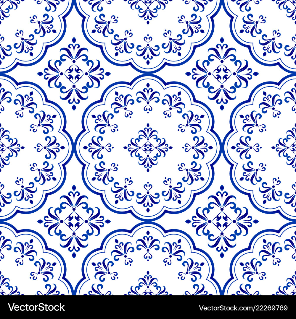 Ceramic Tile Pattern - Blue & White Royalty Free Vector