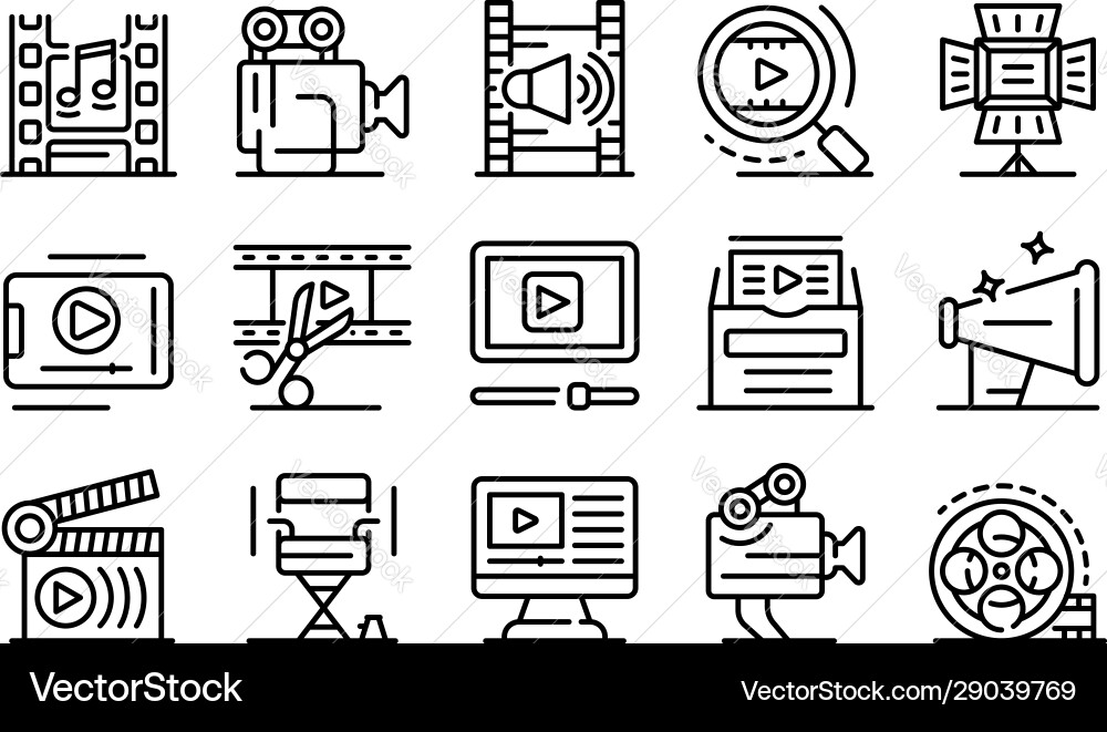 Clip Maker Icons - Film & Media Set Vector Image