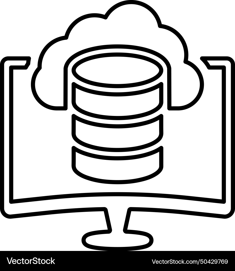 Cloud computing data icon line outline design vector image