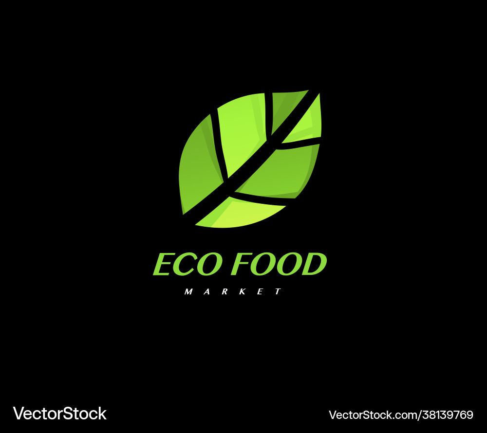 Eco organic health food market logo template Eco organic health food market logo template vector image