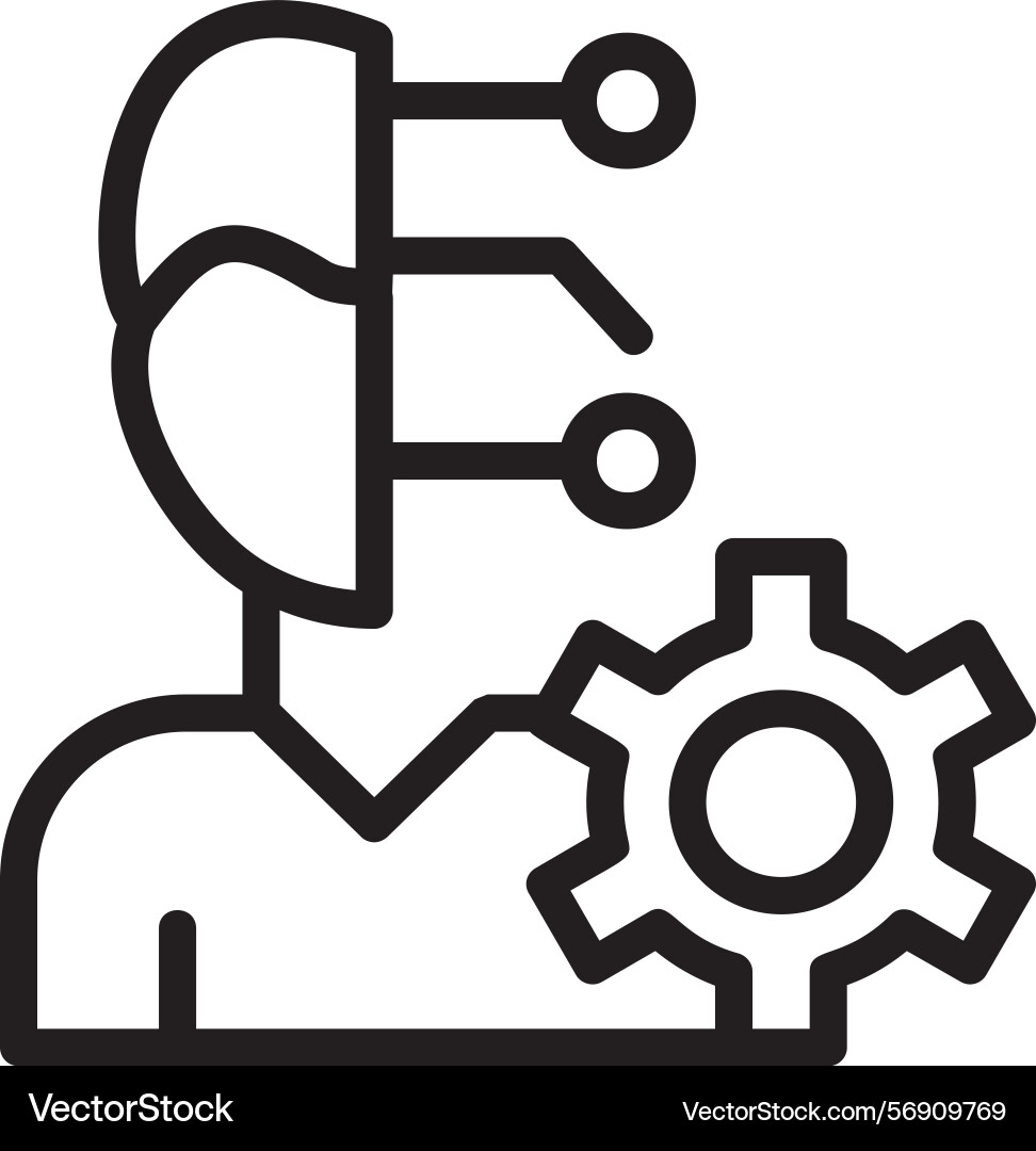 Human-ai integration linear style icon design vector image