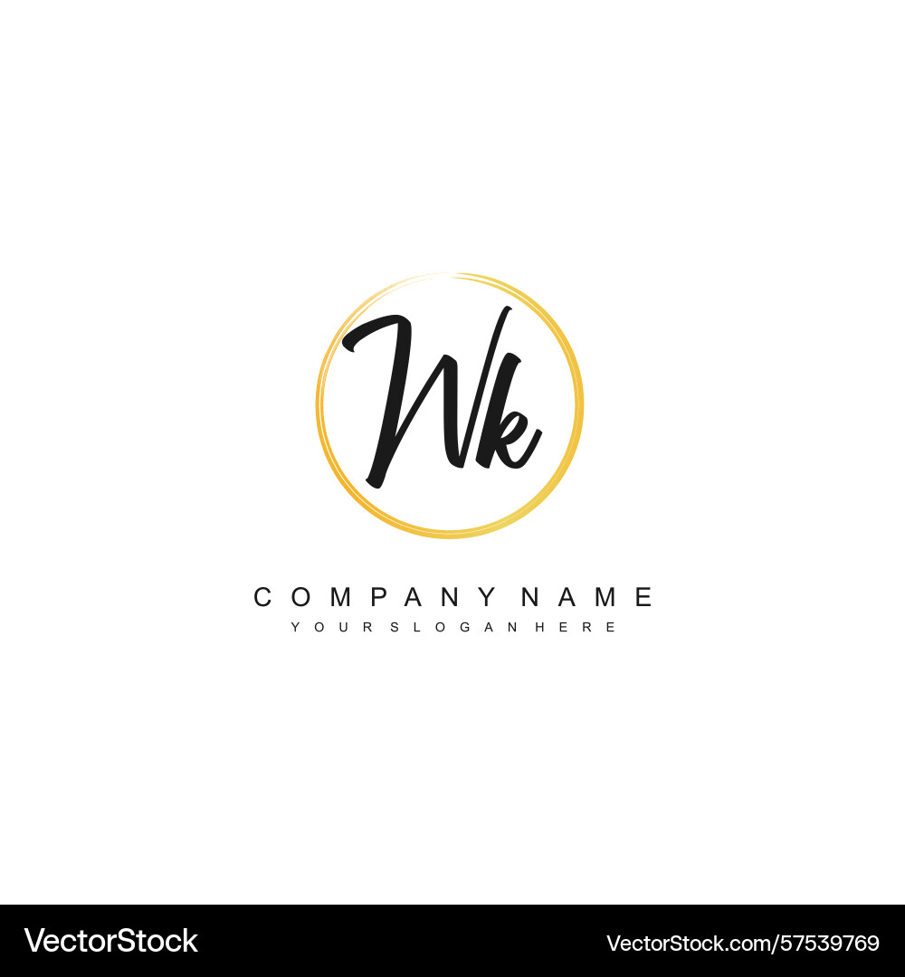 Minimal signature logo design with wk initials Minimal signature logo design with wk initials Vector Image