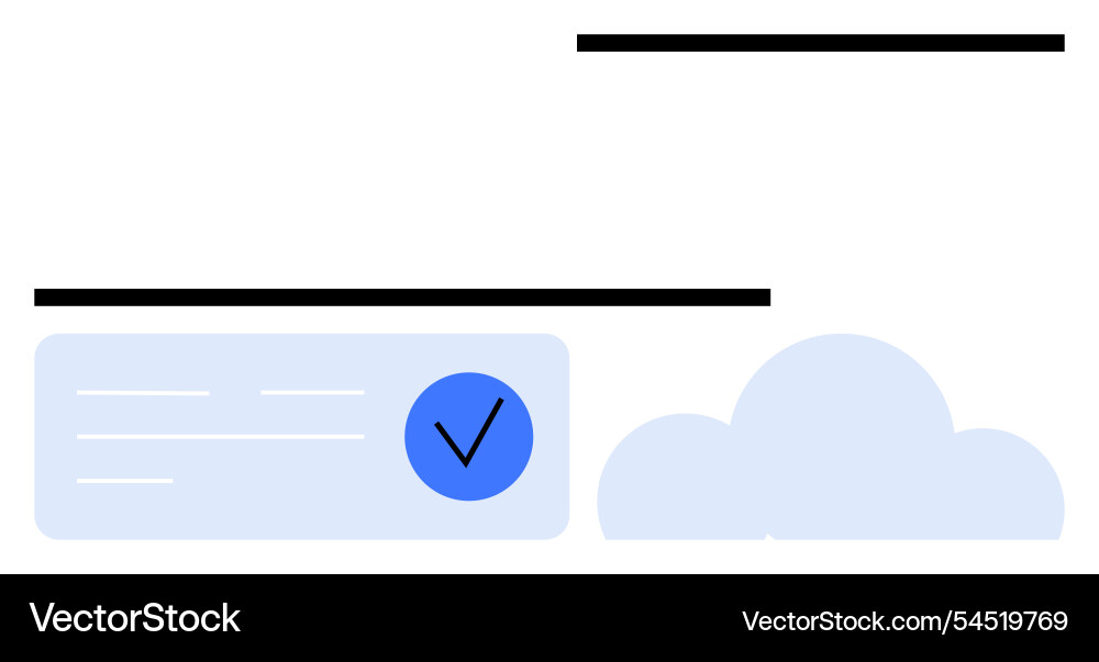 Minimalistic design with checkmark and cloud Minimalistic design with checkmark and cloud vector image