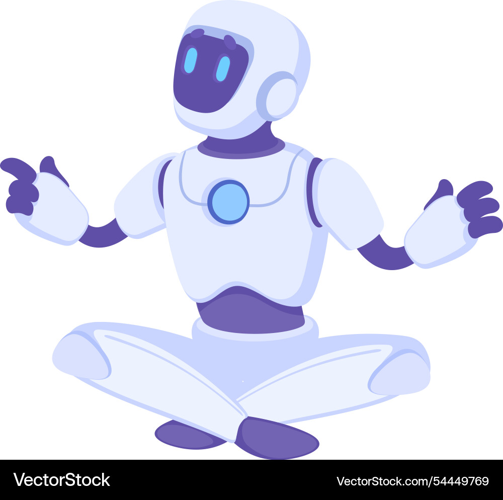 Robot sit as smart android assistant machine Robot sit as smart android assistant machine vector image
