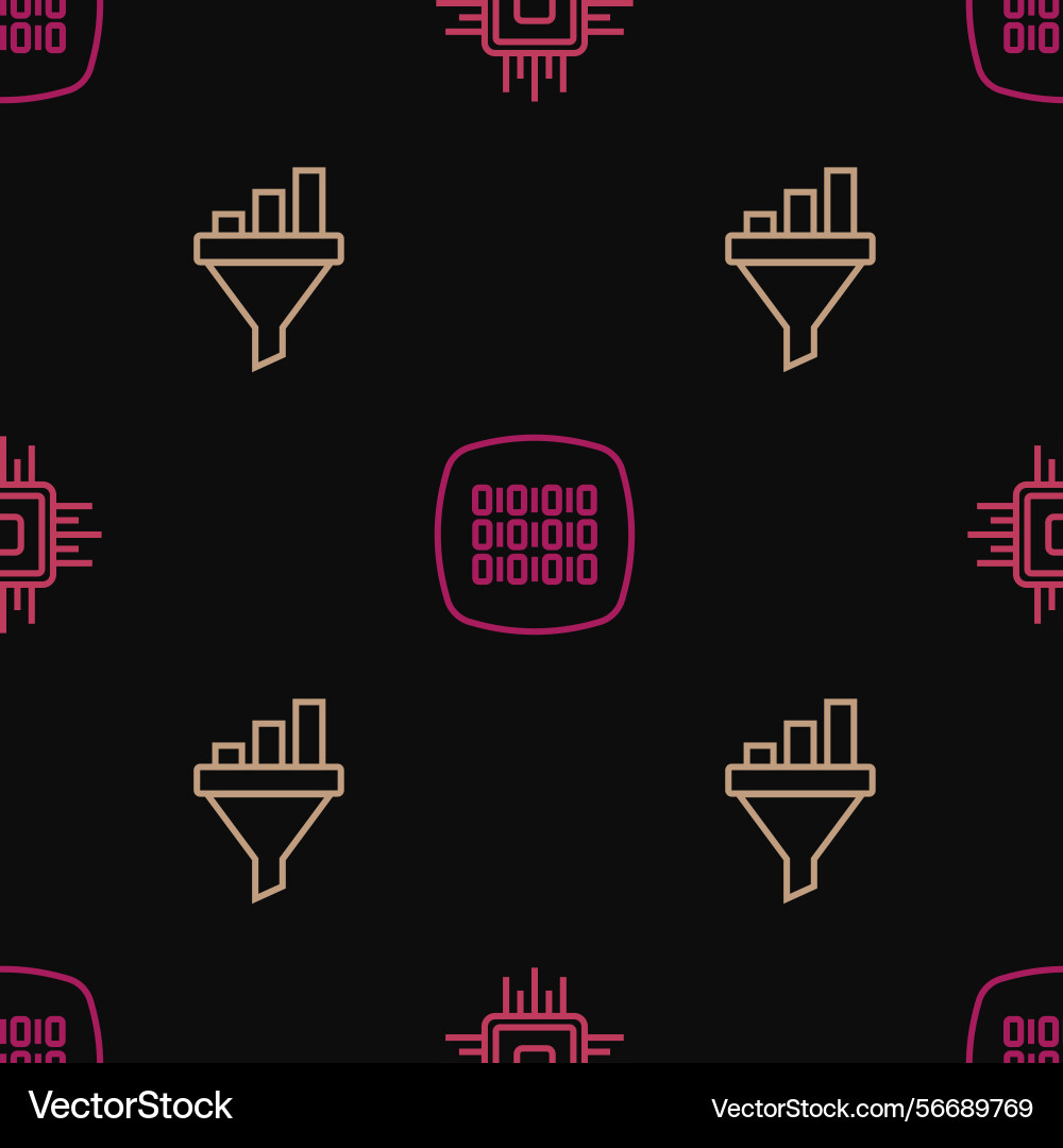 Set line processor cpu sales funnel with chart Set line processor cpu sales funnel with chart vector image