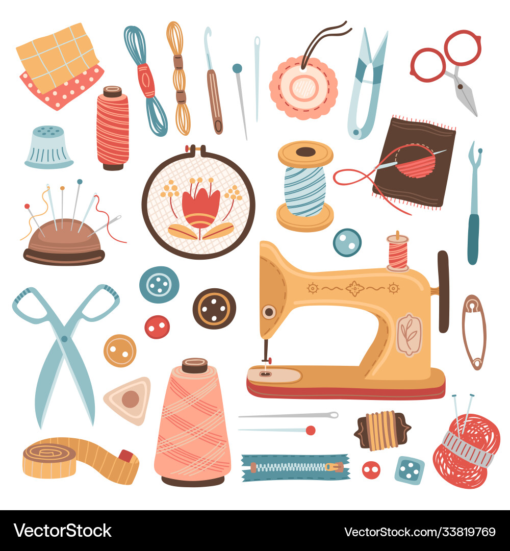 Sewing & Needlework Supplies Royalty Free Vector Image
