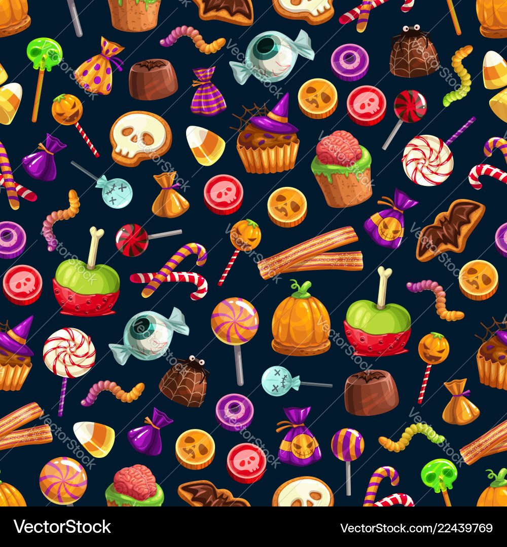 Sweet halloween treats seamless pattern Sweet halloween treats seamless pattern vector image