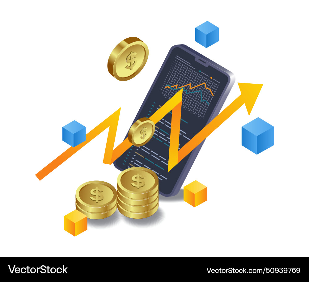 Technology smartphone blockchain business analysis Technology smartphone blockchain business analysis vector image