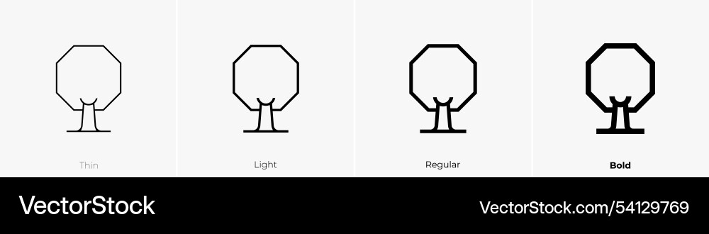 Tree icon thin light regular and bold style Tree icon thin light regular and bold style vector image